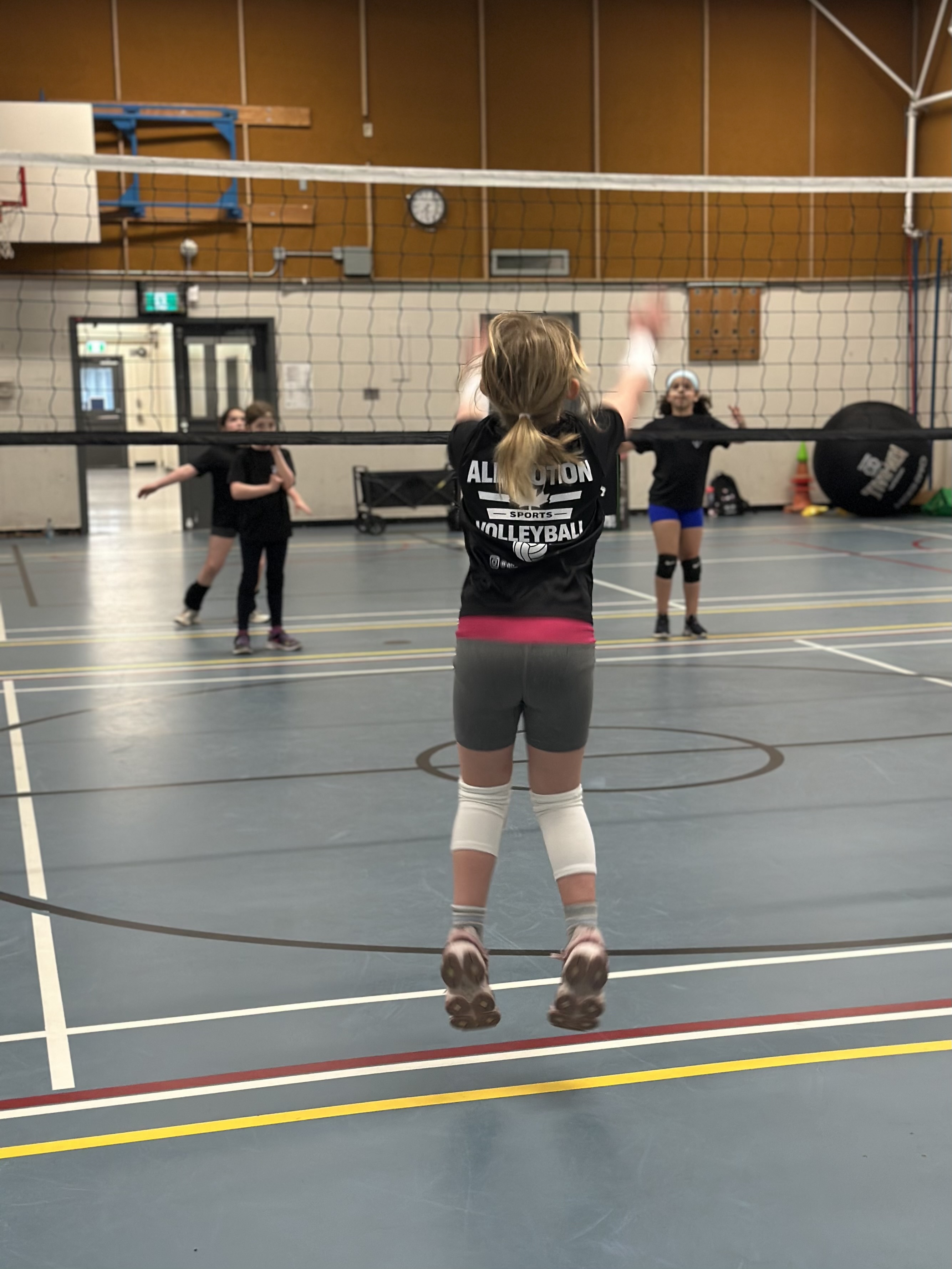 Young athletes during volleyball training